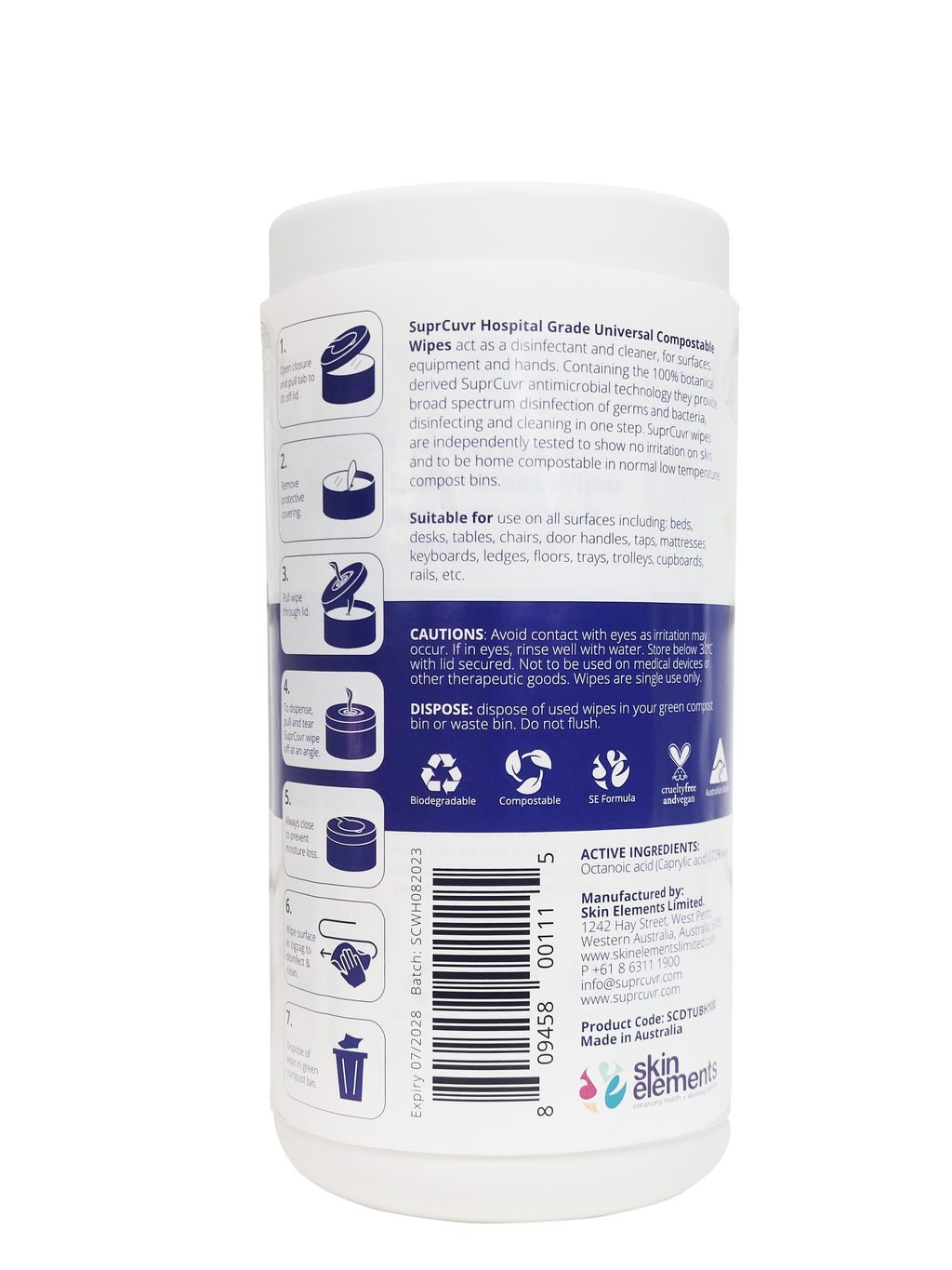 Hospital Grade Universal Compostable Wipes