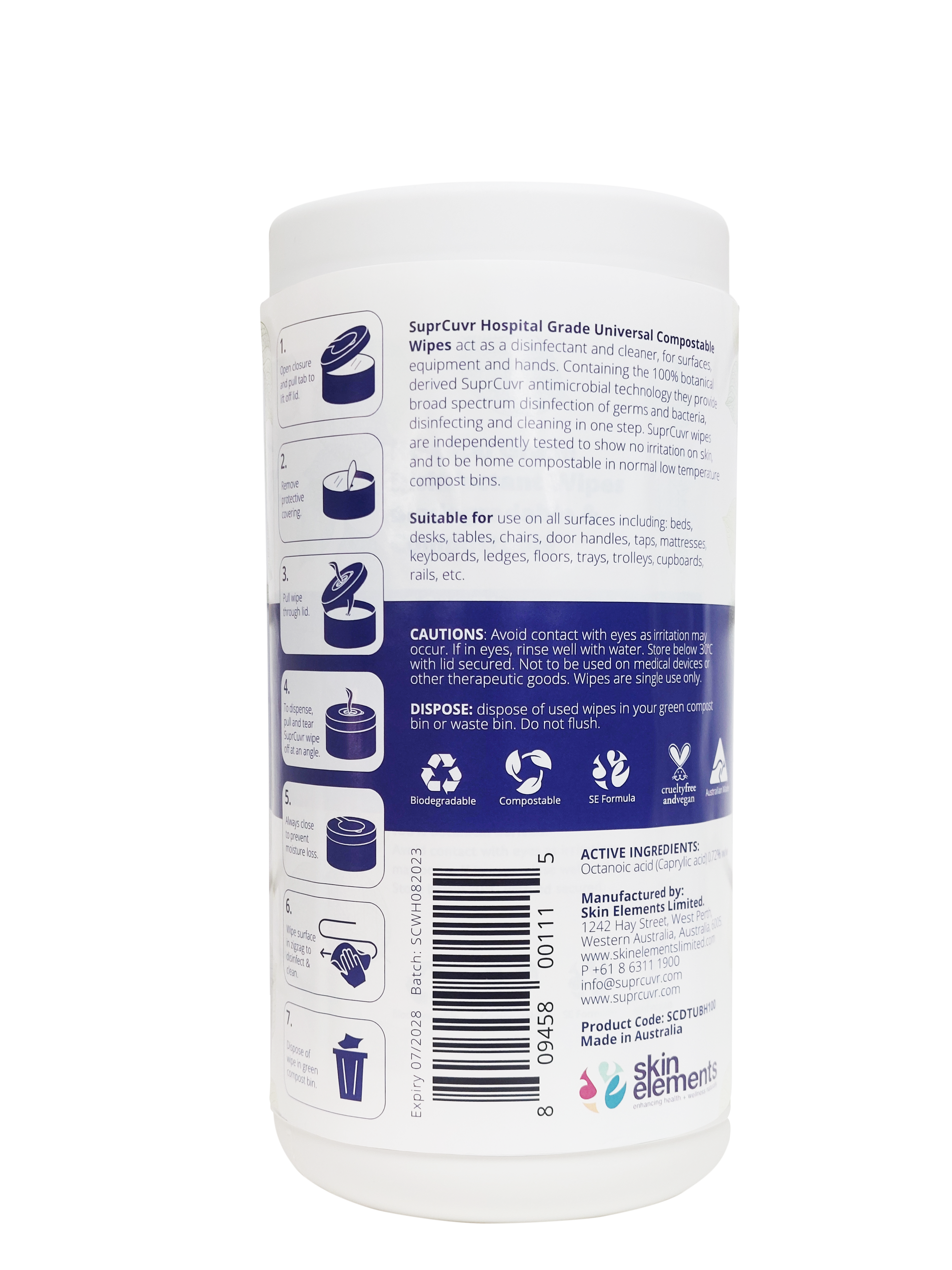Hospital Grade Universal Compostable Wipes
