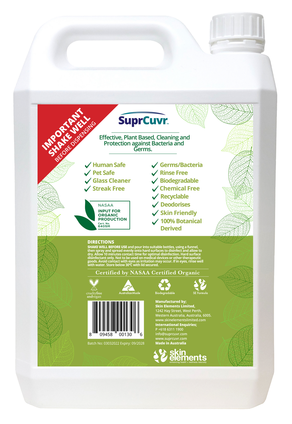SuprCuvr Hospital-Grade 3-in-1 Cleaner & Disinfectant (Log 3)