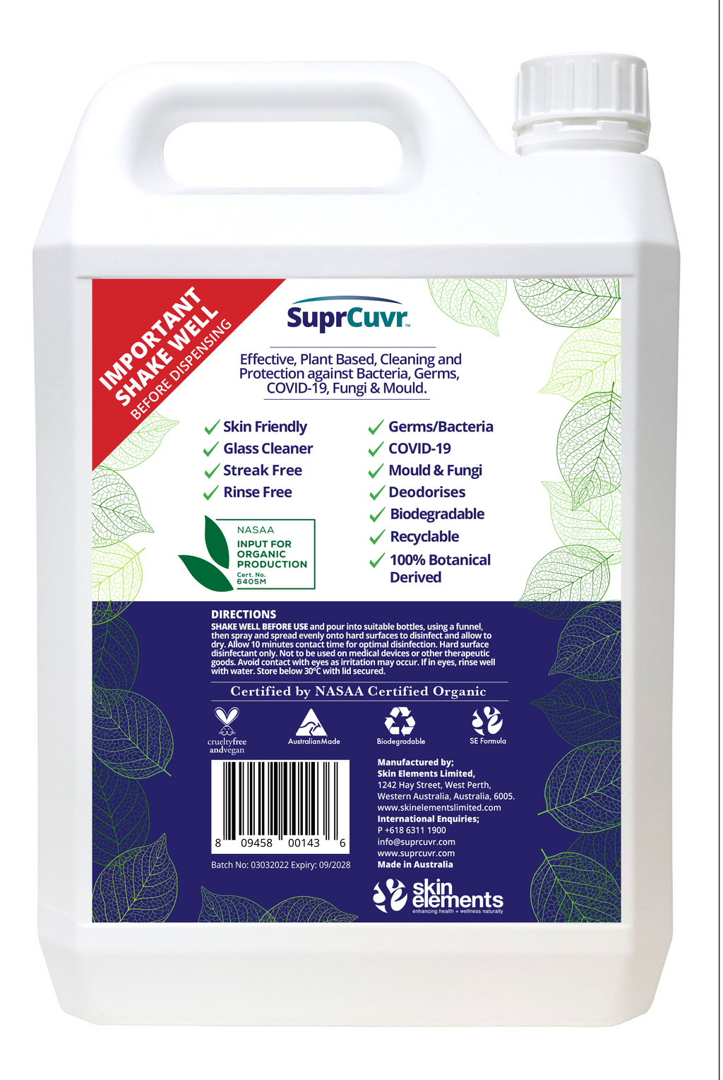 SuprCuvr Hospital-Grade 4-in-1 Surface Cleaner & Disinfectant (Log 7)