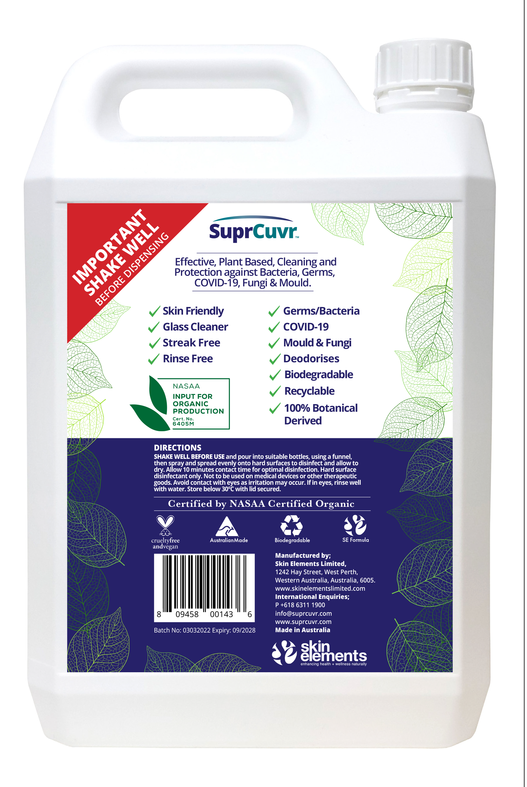 SuprCuvr Hospital-Grade 4-in-1 Surface Cleaner & Disinfectant (Log 7)